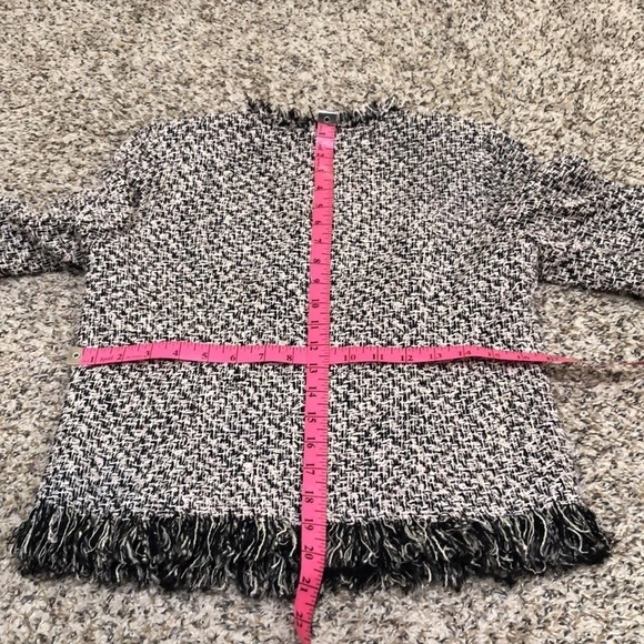 Rebecca Taylor Blazer Jacket Size 4 Cream Black Tweed - Picture 10 of 11